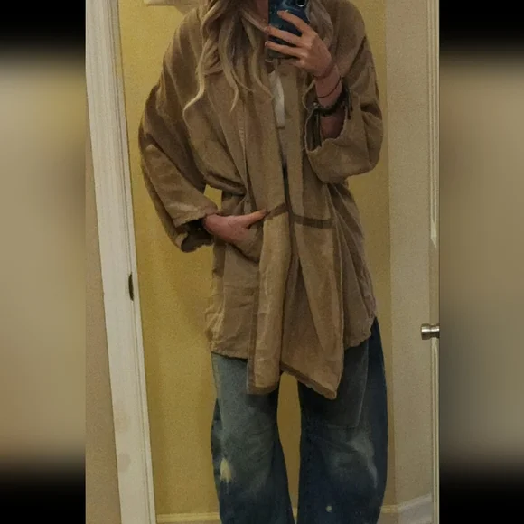 RARE Vintage Free People Linen Blend Cardigan Kimono Jacket